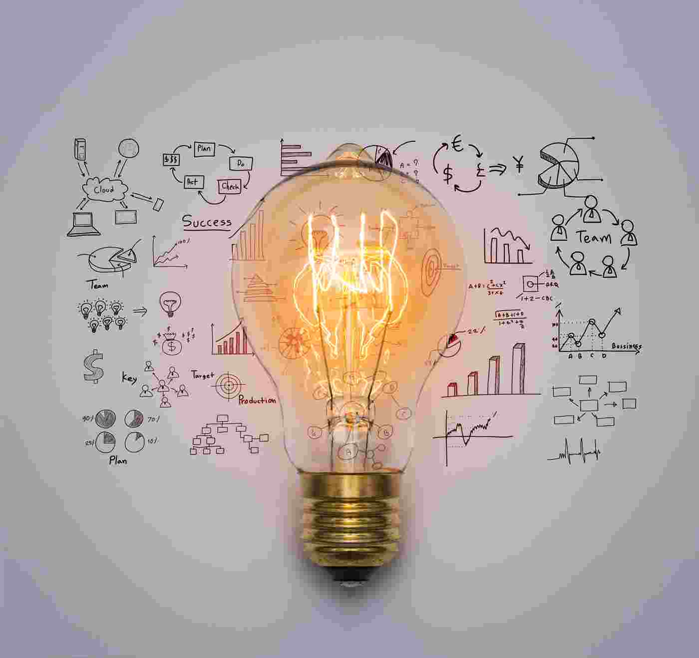 Light Bulb With Drawing Graph
