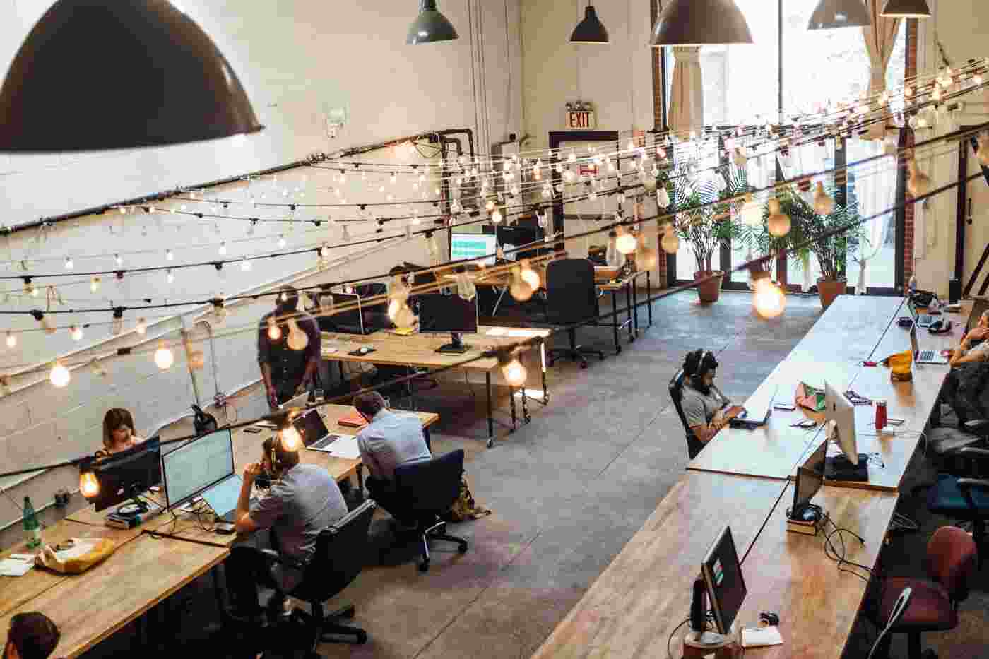 Modern office with team working